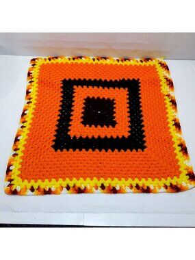 Afghan Blanket Throw Crochet Granny C2C Square Textured Homemade Chunky 26"x26"